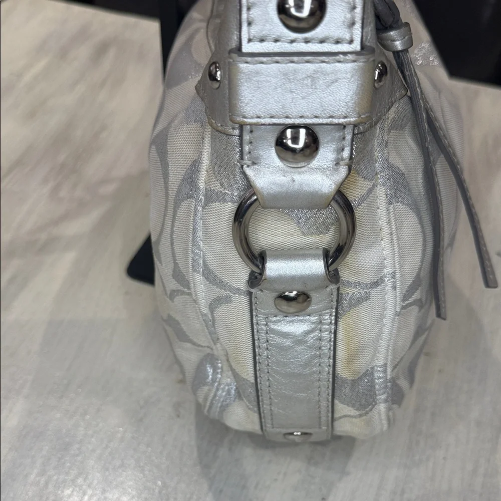 Coach Metallic Silver and Cream Shoulder Hobo Bag - Picture 9 of 16